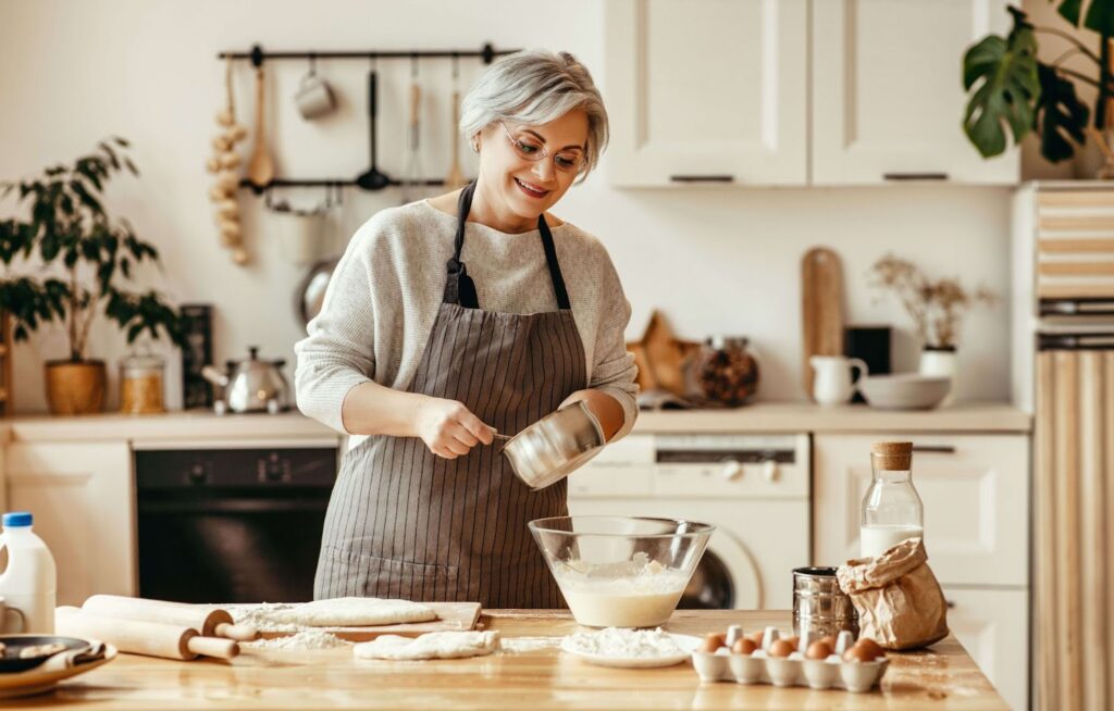 a senior cooking home after making home modifications